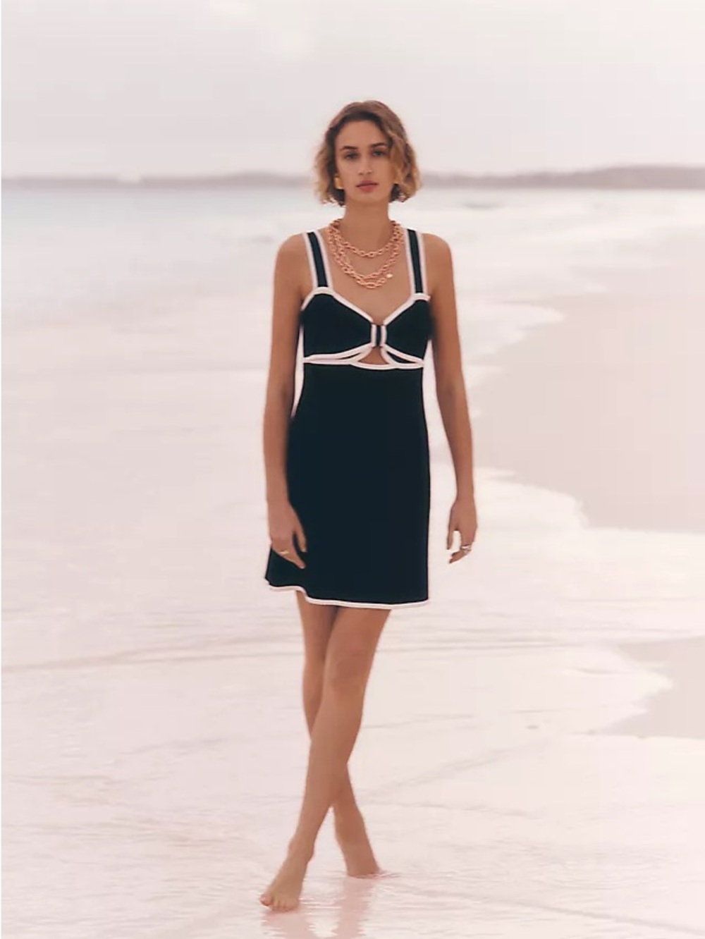 NWT Maeve Black White Bow Cutout Sweater Mini Dress XL